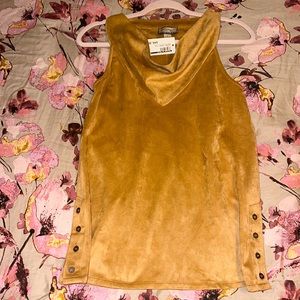 NWT Eretheral by Paper Crane Tan Suede Sleeveless Blouse Size Small